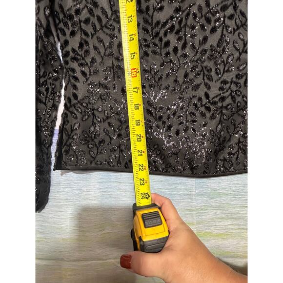 Kasper Dressy Top Black Floral Sparkle Evening Wear Back Zip Women's Size 6 - Picture 7 of 9